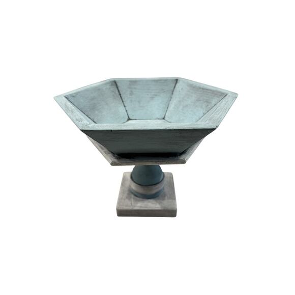 Coastal Mediterranean Wood Pedestal Fruit Bowl 7” - Picture 3 of 7